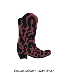  owboy boot with ornament. Wild West theme. Hand drawn colored trendy Vector isolated illustration.