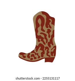  owboy boot with ornament. Wild West theme. Hand drawn colored trendy Vector isolated illustration.
