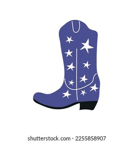  owboy boot with ornament. Wild West theme. Hand drawn colored trendy Vector isolated illustration.