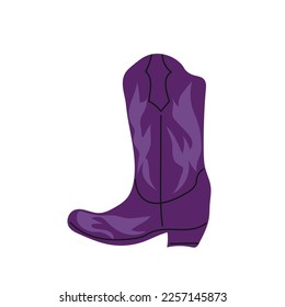  owboy boot with ornament. Wild West theme. Hand drawn colored trendy Vector isolated illustration.