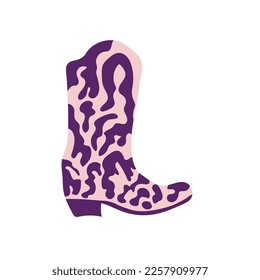  owboy boot with ornament. Wild West theme. Hand drawn colored trendy Vector isolated illustration.