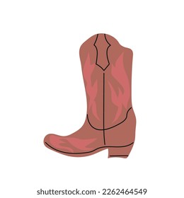 owboy boot with ornament. Wild West theme. Hand drawn colored trendy Vector isolated illustration.