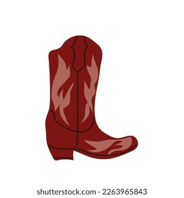  owboy boot with ornament. Wild West theme. Hand drawn colored trendy Vector isolated illustration.