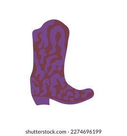 owboy boot with ornament. Wild West theme. Hand drawn colored trendy Vector isolated illustration.