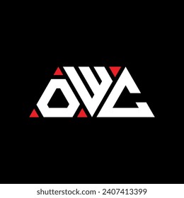 Diseño del logotipo de la letra triangular OWC con forma triangular. Monograma de diseño del logotipo del triángulo OWC. Plantilla de logotipo vectorial de triángulo OWC con color rojo. Logo triangular de la OWC Diseño sencillo, elegante y lujoso.