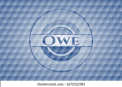 Owe blue hexagon badge. Vector Illustration. Detailed.