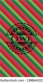 Owe christmas style emblem. Vector Illustration. Detailed.