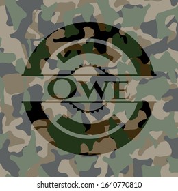 Owe on camo pattern. Vector Illustration. Detailed.