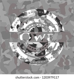 Owe on grey camo pattern