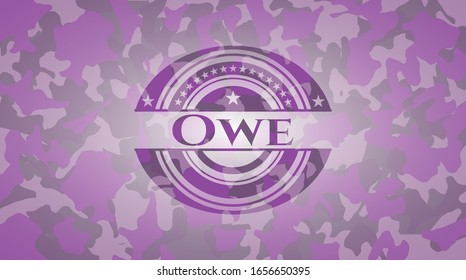 Owe pink and purple on camouflaged pattern. Vector Illustration. Detailed.