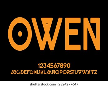 OWEN, Modern condensed elegant and stencil sans serif display font vector.
