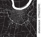 Owensboro Kentucky Vector Map, Detailed City Street Map Black and White Minimalist Line Art