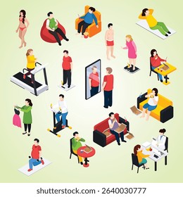 Owerweight People characters Set plus size plank friends love your body isometric happy gym dieting cellulite curvy problem unhealthy