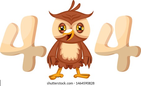 Owl 404 error, illustration, vector on white background.