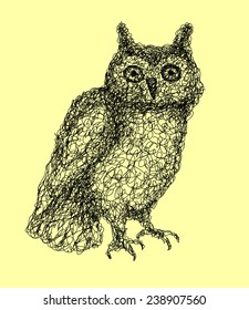 Owl abstract doodle style. Bird animal with black drawing style. Good use for illustration, symbol, mascot, icon, or any design you want. Easy to use, edit, or change color.