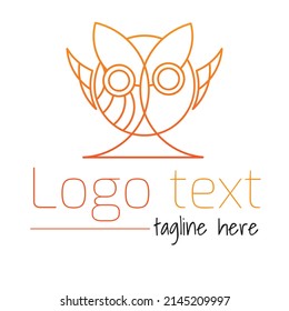 Owl abstract line art logo vector illustration with dummy text on white background.