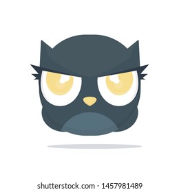 owl with an angry expression facing forward