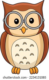 Owl Animal Cartoon Colored Clipart Illustration