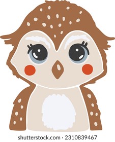Einzelvektor für Hausschweine, Cute forest Animal Eule, Forest Clip Art, Portrait-Waldtier-Vektorgrafik, Tierbabys