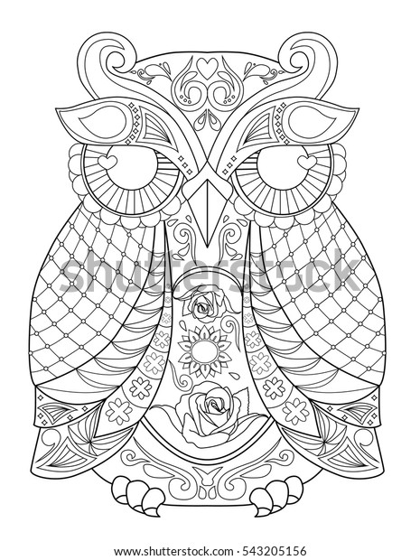 owl animal mandala coloring page adult stock vector royalty