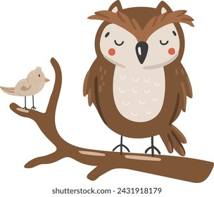 Owl animal vector, Abstract baby owl vector, forest baby animal, cute animal isolated, adorable owl for print, vector illustration