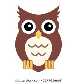 Owl animal vector flat icon. Isolated Owl emoji illustration
