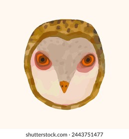 Owl, Animal wildlife watercolor illustration.