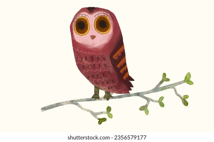 Owl, Animal wildlife watercolor vector illustration.