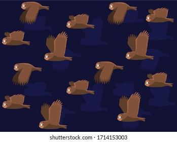 Owl Animation Flying Halloween Character Vector Seamless Background Wallpaper-01