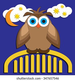 owl. Applique with realistic shadows.