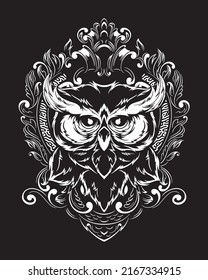 Owl artwork illustration and t shirt design Premium Vector