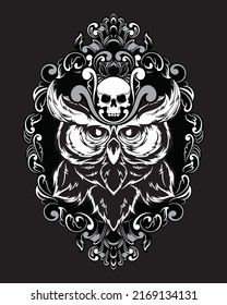 Owl artwork illustration and t shirt design Premium Vector