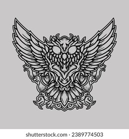 Owl artwork illustration and t-shirt design