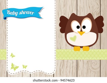 Owl baby boy card