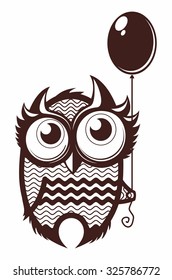 owl with balloon