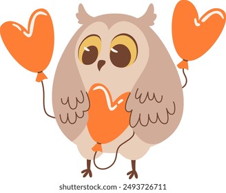 Búho Con Globos Ilustración vectorial