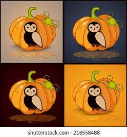 owl , banner and background for pumpkins for Halloween