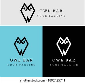 owl bar logo template, owl logo design, owl logo icon