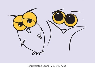 Owl and beaver. Vector graphics, eps