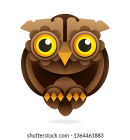 owl with big eyes vector illustration on white background for your design