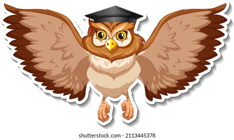 Owl bird animal cartoon sticker illustration