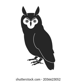 Owl bird black vector illustration of icon. .Vector icon of animal owl. Isolated black illustration of bird animal on white background.