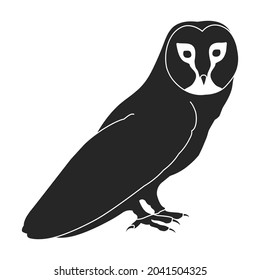 Owl bird black vector illustration of icon. .Vector icon of animal owl. Isolated black illustration of bird animal on white background.