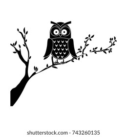 Vector Illustration Black Cartoon Owl Silhouette Stock Vector (Royalty ...