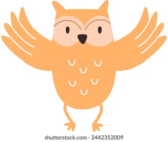 Owl Bird Childish Vector Illustration