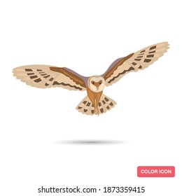 Owl bird color flat icon