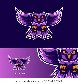 Owl bird esport gaming mascot logo template, suitable for your team, business, and personal branding