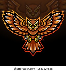 owl bird esport logo mascot design