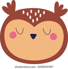 Ilustración vectorial facial de búho pájaro