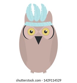 owl bird with feathers hat bohemian style